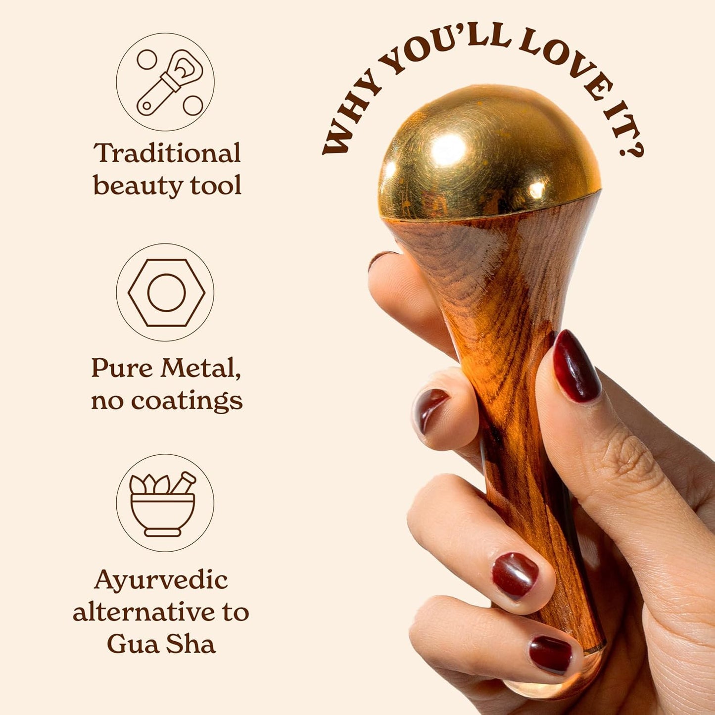 Kansa Wand Facial Massage Tool| for Radiant Skin & Lymphatic Drainage| Detoxifies Skin, Balances PH & Gives Sculpted Face