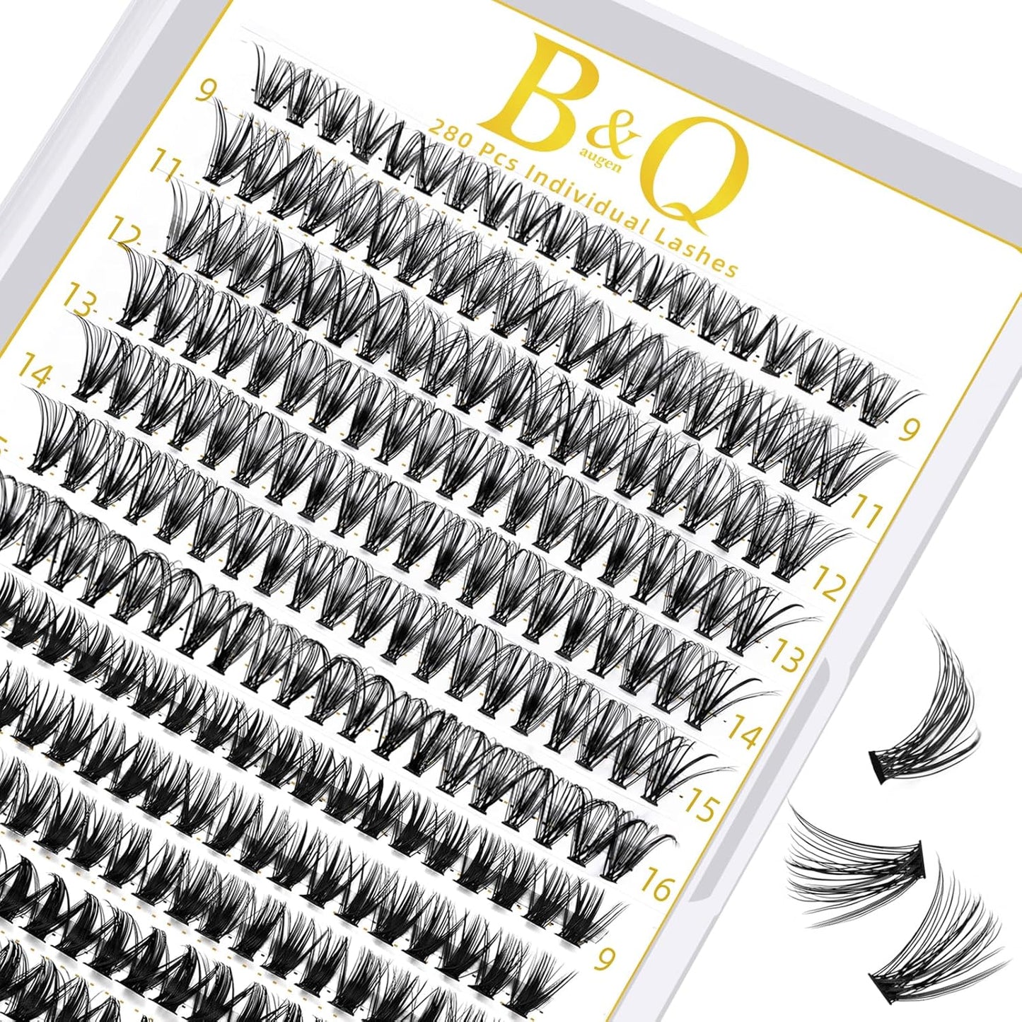 B&Qaugen Lash Clusters 30D 50D-C-9-16MIX Individual 280 Clusters False Eyelash 9-16MIX Lash Clusters Extensions DIY Eyelash Extensions at Home (30D 50D,C-9-16MIX)