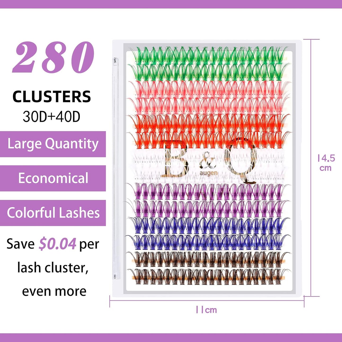 B&Q Lash Clusters Colored DIY Eyelash Extensions 280 Clusters Lashes 40D-D-16mm 7 Color Mix Volume Eyelash Clusters Wispy Individual Cluster DIY at Home(7MIX,40D-D-16mm)
