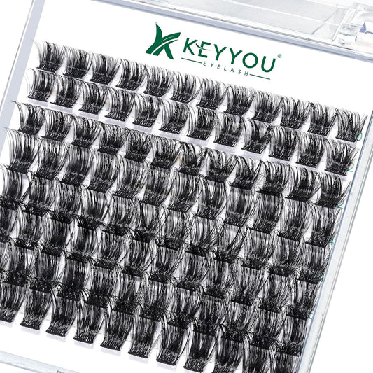 Lash Clusters,96 Pcs Cluster Lashes D Curl 8-18MIX DIY Lash Extensions Eyelash Clusters,KEYYOU Volume Wispy Individual Lashes Soft&Comfortable Easy DIY at Home(Y05,D-8-18MIX)