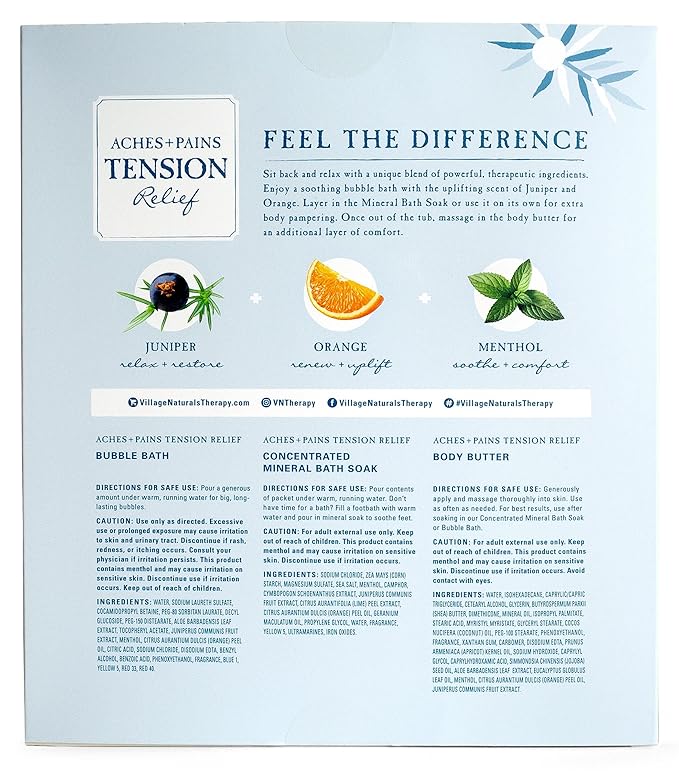 Village Naturals Therapy 3-Piece Tension Relaxing Wellness Spa Gift Set, Cedar Citrus Scent