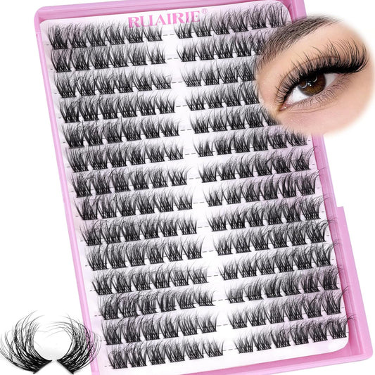 Ruairie Lash Clusters Wispy Eyelash Clusters Eyelash Extensions 168pcs Natural Individual Lashes D-Curly Cluster Lashes 8-16MM DIY Lash Extensions Left Right Eye Lash Clusters