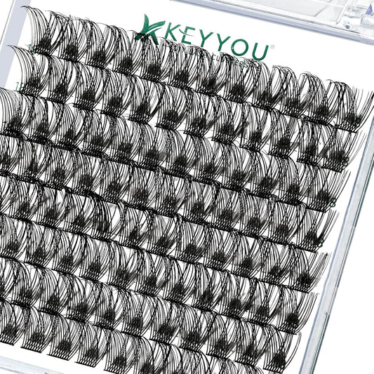 Lash Clusters,96 Pcs Cluster Lashes D Curl 14mm DIY Lash Extensions Eyelash Clusters,KEYYOU Volume Wispy Individual Lashes Soft&Comfortable Easy DIY at Home(Y13,D-14mm)