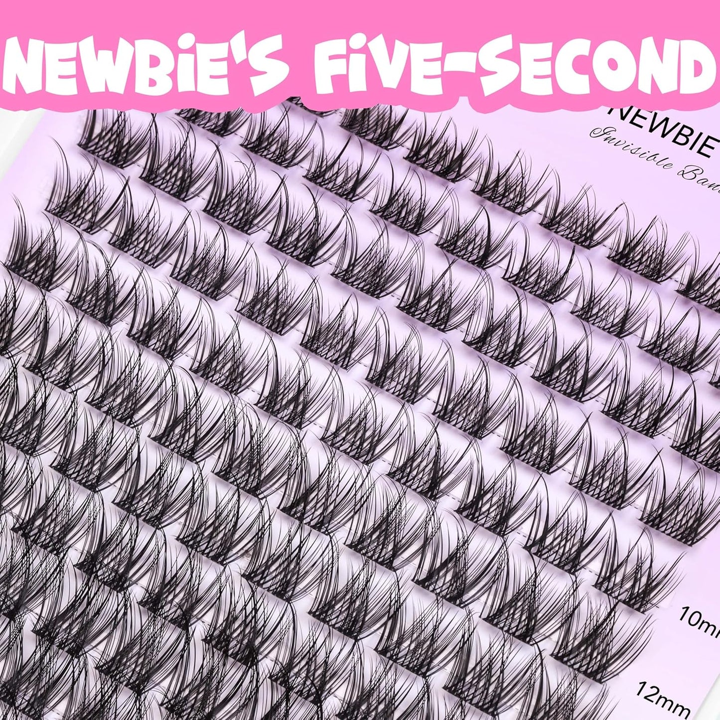 VEYESBEAUTY Lash Clusters Individual Eyelash Extensions Thin & Invisible Band DIY False Eyelashes for Self-application Newbie's Five-Second Series Wispy Lash Tray, LuxeBold 8-16mm Mixed Length