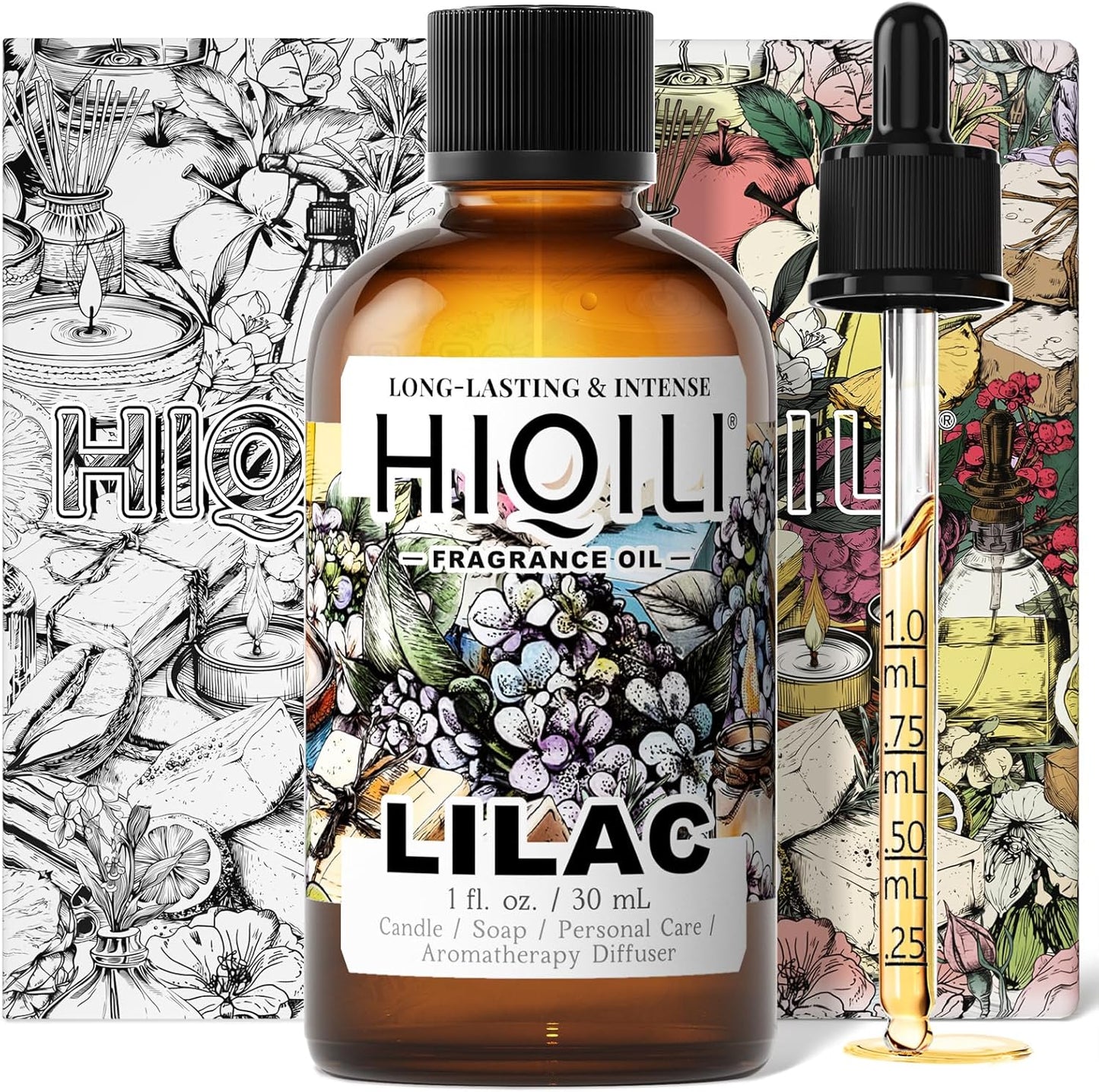 HIQILI Lilac Fragrance Oil for DIY Perfume, Candle & Soap Making, Soft Floral Scents for Essential Oils Diffuser - 1 Fl Oz