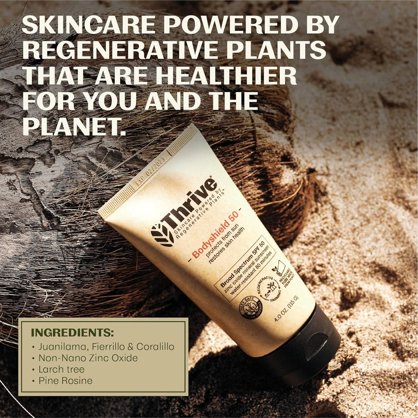 Thrive Natural Care Reef Safe Sunscreen SPF50 - Hawaii 104 Reef Act Compliant - Mineral Sunscreen Non-Nano Zinc Oxide - Vegan, (5.8 Oz (Pack of 2))