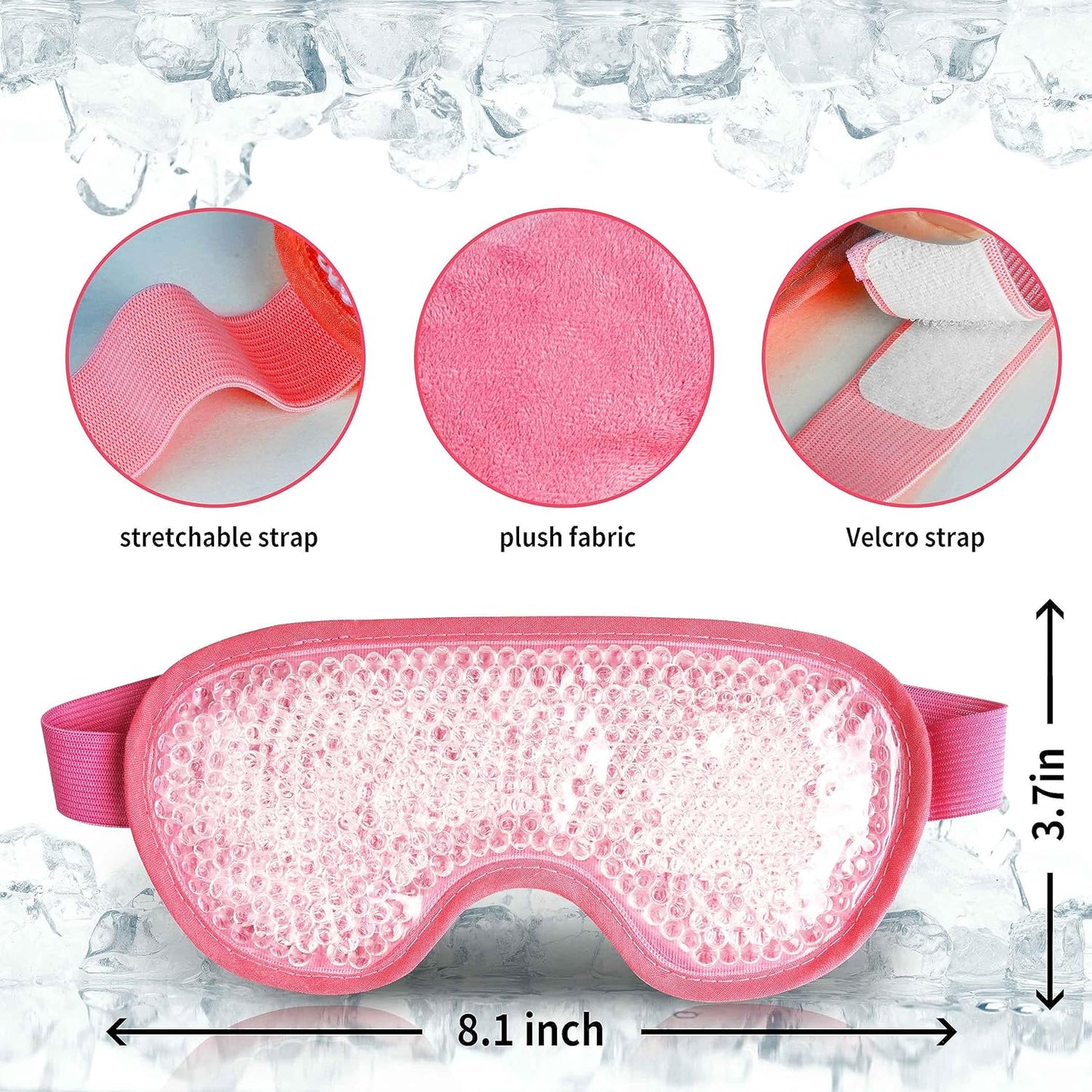 Cooling Eye Mask with Gel Bead, Reusable Cold Compress Ice Pack Sleeping Eye Cooling Pads for After Eyelid Surgery, Puffiness, Puffy Eyes, Headache, Migraine Relief (Red)