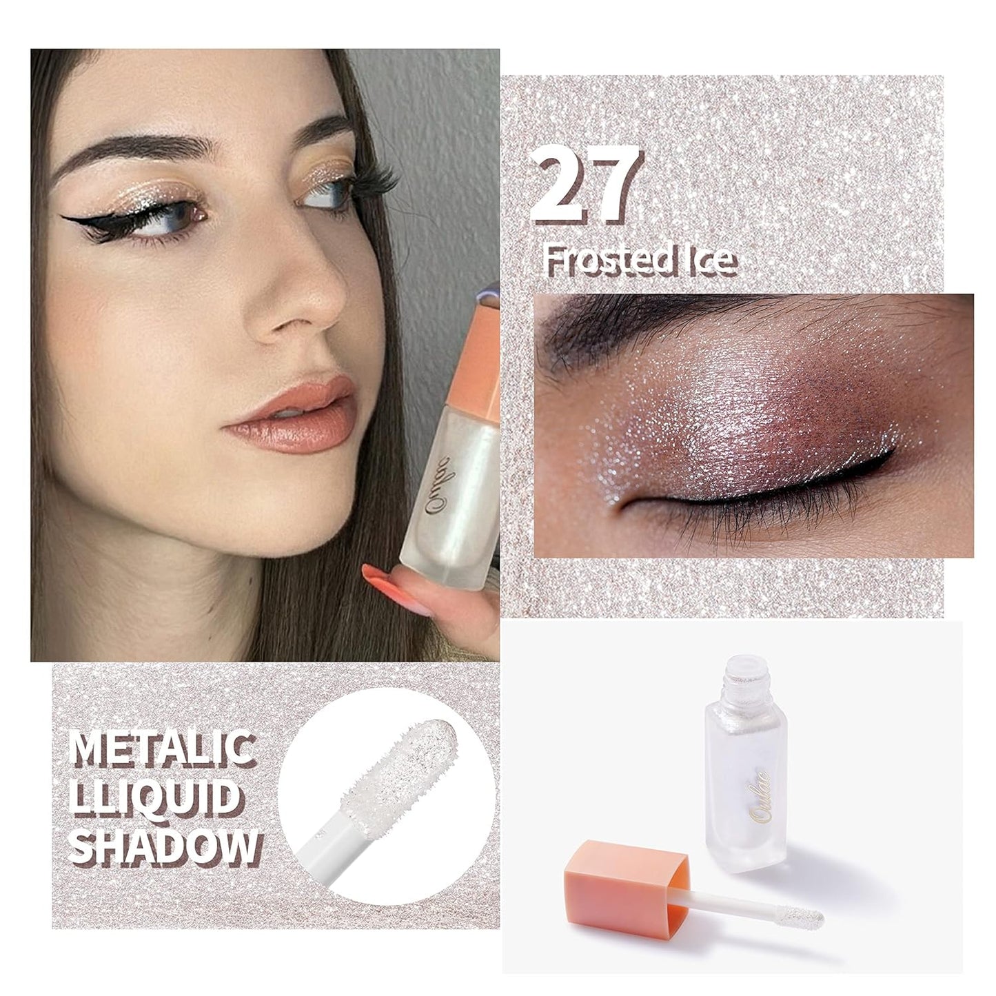 Oulac Liquid Glitter Eyeshadow Liquid Eyeshadow White Eye shadow| Liquid Eyeliner Shimmer Eye Makeup| Non-creasing Lightweight Moisturizing Formula Easy to Remove. Vegan & Cruelty-Free (27)