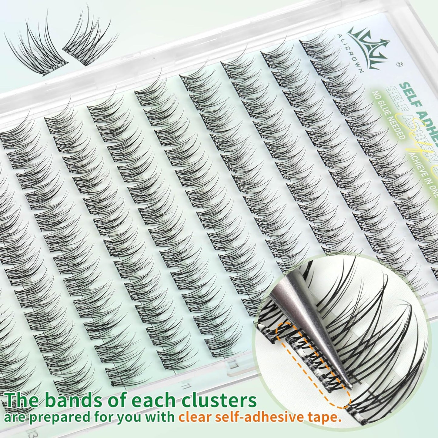 Self Adhesive Lashes Clusters Natural Look No Glue Eyelash Extensions Wispy Pre Glued Self Adhesive Eyelashes Reusable DIY Lash Extensions 120Pcs 9mm 10mm 11mm 13mm
