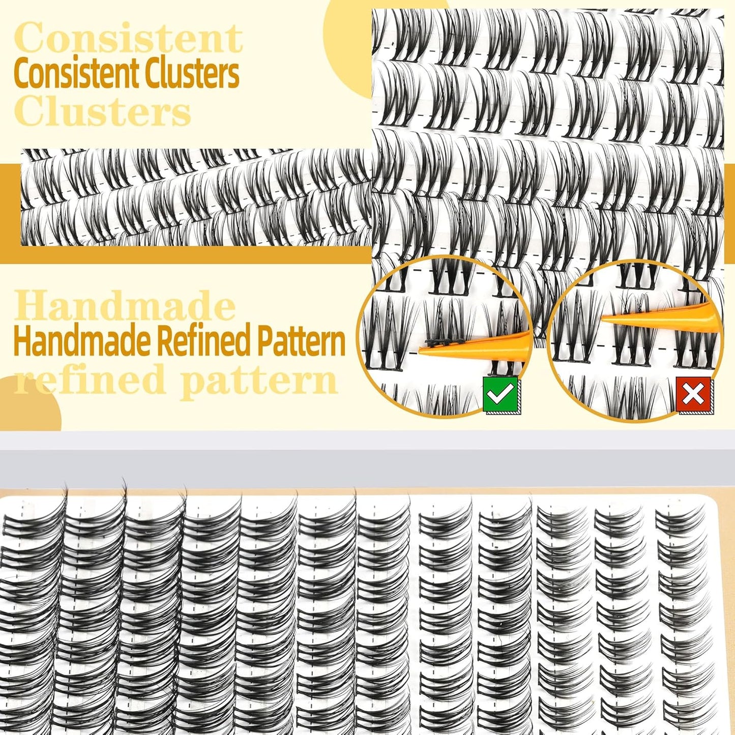 Eyelash Clusters 10-18mm Wispy Eyelash Clusters D Curl DIY Cluster Lash Extension Kit Individual Lashes Kit With Bond & Seal, Glue Remover, Tweezers(LF04 Lashes Only)