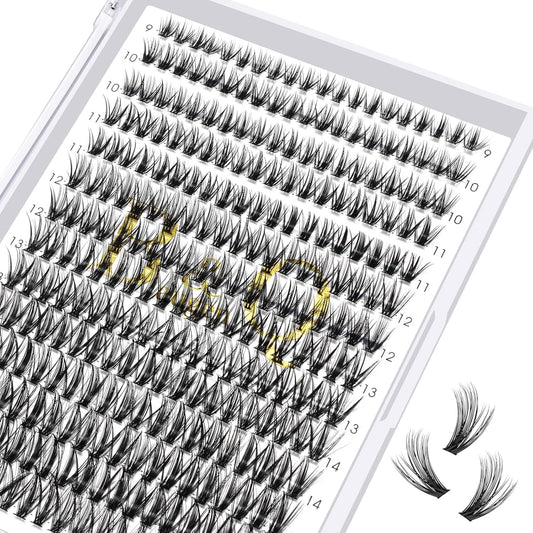 B&Q Lash Clusters 40D-D-9-16MIX Individual Lashes 280 Clusters Manga Lashes False Eyelash DIY Eyelash Extensions at Home (40D-D,9-16MIX)