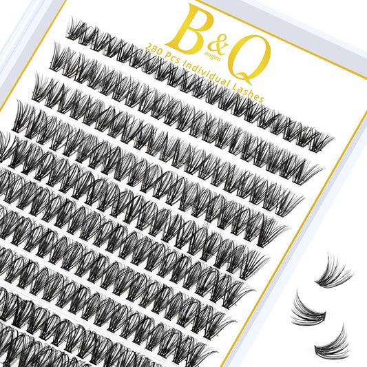 B&Qaugen Individual Lashes 280 Clusters False Eyelash Extensions at Home (40D-D,12MM)