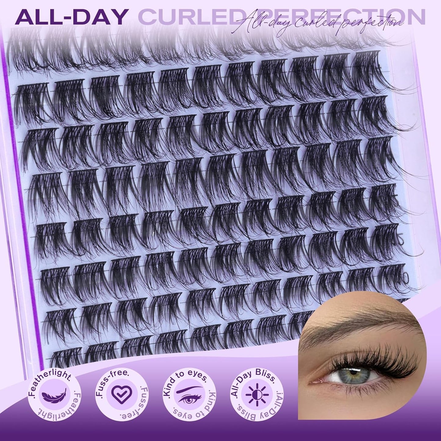 Pawotence Natural Lash Clusters Wispy Eyelash Clusters 10-16mm Full Lashes Cluster Eyelash Extensions Soft Individual Cluster Lashes False Eyelashes for DIY Lash Extension