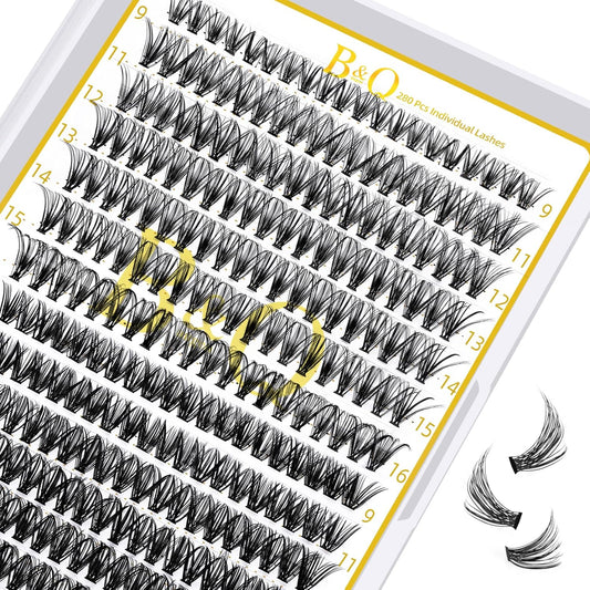 B&Q Lash Clusters 30D+40D-D-9-16MIX B&Q LASH 280 Clusters False Eyelash 9-16MIX Lash Clusters Extensions DIY Eyelash Extensions at Home (30D+40D,D-9-16MIX)
