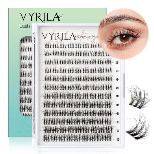 Lash Clusters 0.05mm Individual Lashes, 3D Wispy Lashes Clusters, 0.1mm Super Thin Band Resuable Natural Lashes,C Curl Faux Mink Lashes,108pcs Lash Extension (Green Soul-C-0.05-8-16mix)