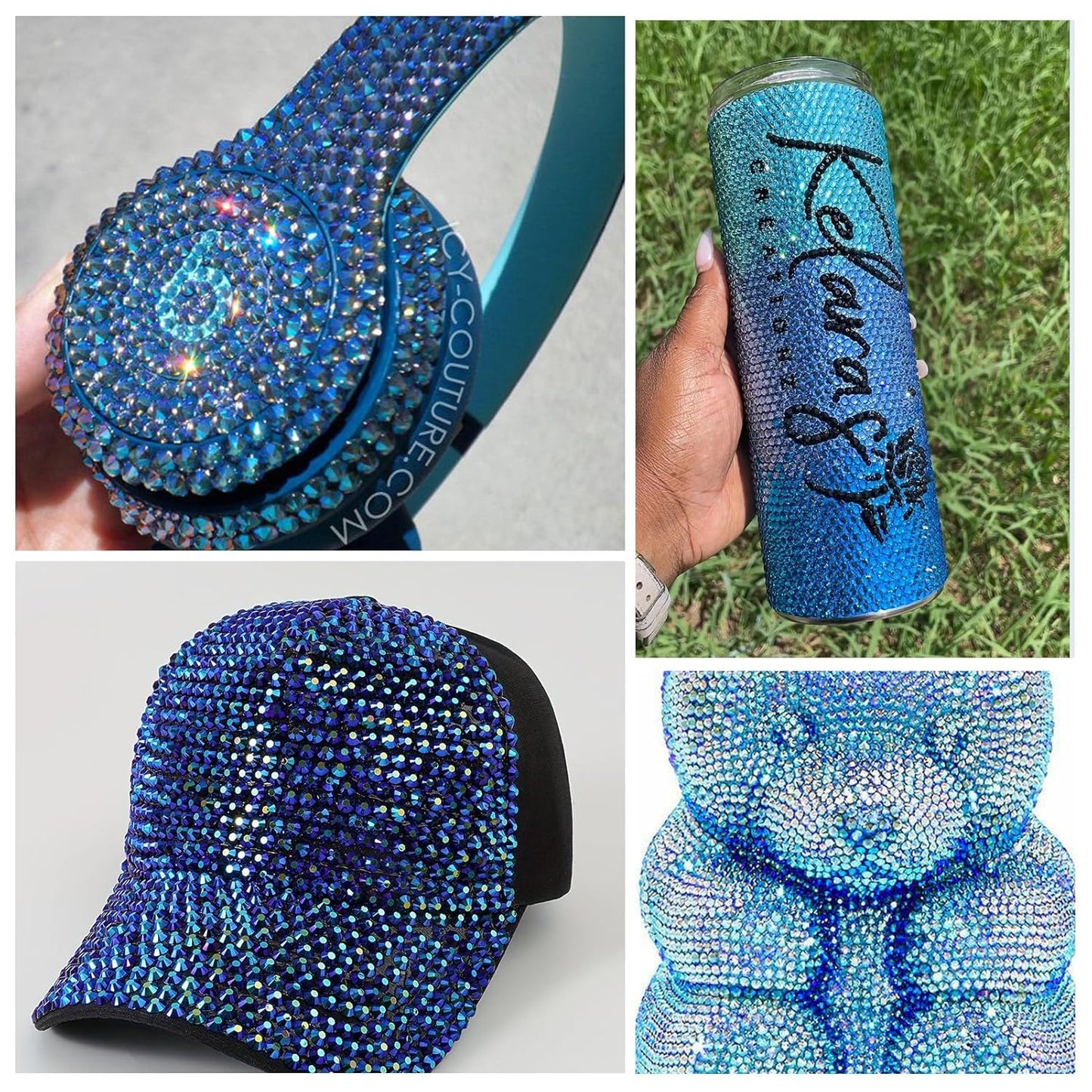 1440Pcs Blue Zircon Crystal Rhinestones,Glass Flatback Rhinestones Gemstones for Nail Face Makeup Art Crafts Clothes Decoration -(SS20,4.8mm,Blue Zircon)