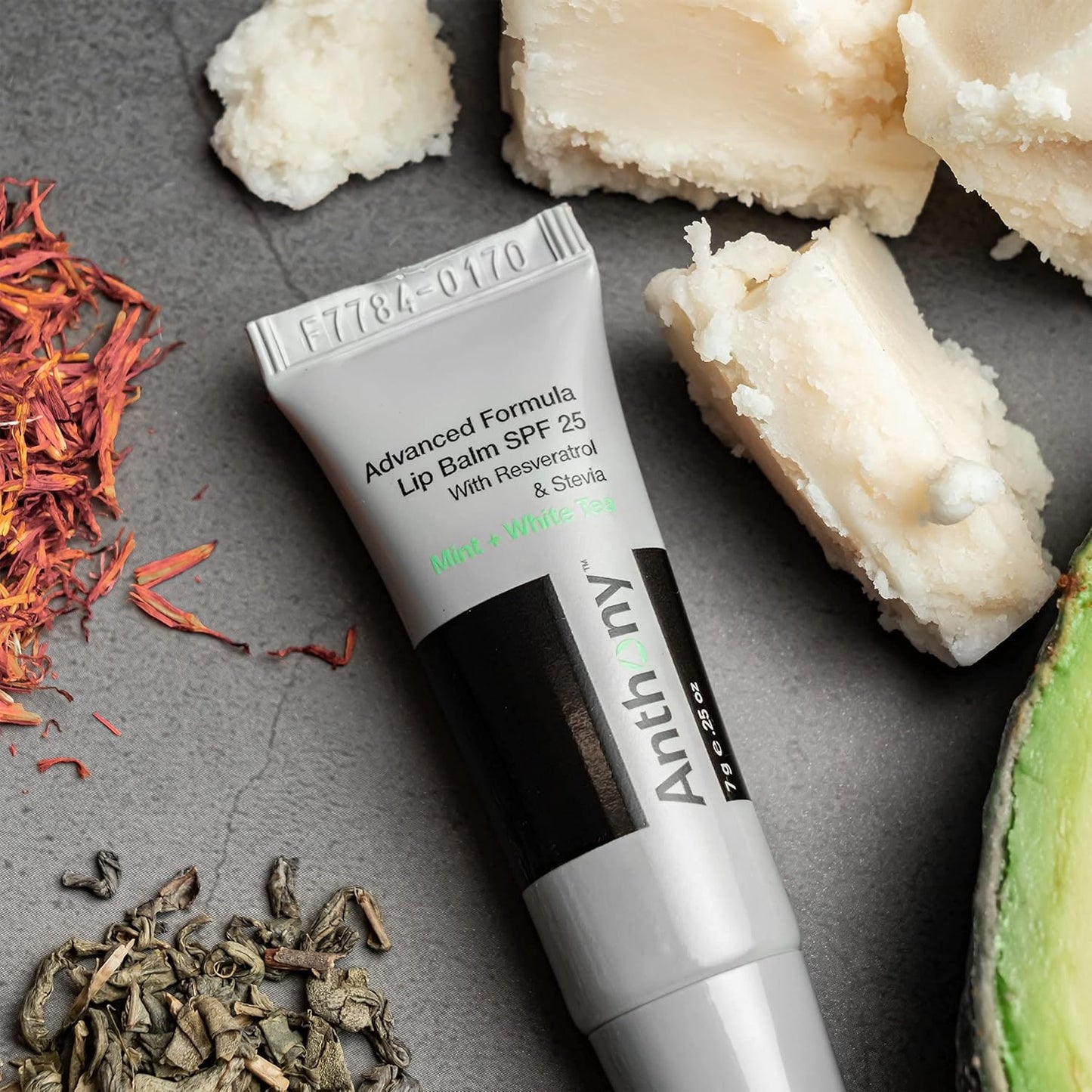 Anthony 25 SPF Lip Balm with Sunscreen for Lips – Contains Green Tea Extract, Shea Butter & Vitamin E – Moisturizing Repair Care Treatment for Chapped & Dry Lips – Mint & White Tea Flavor