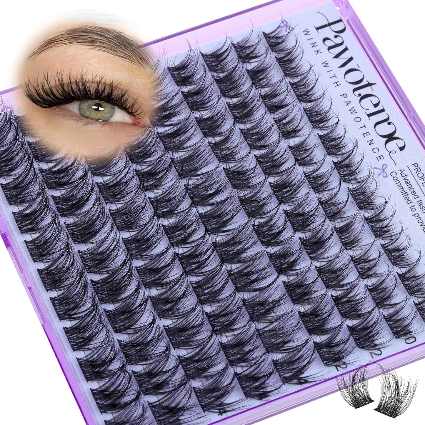 Pawotence Natural Lash Clusters Wispy Eyelash Clusters 10-16mm Full Lashes Cluster Eyelash Extensions Soft Individual Cluster Lashes False Eyelashes for DIY Lash Extension