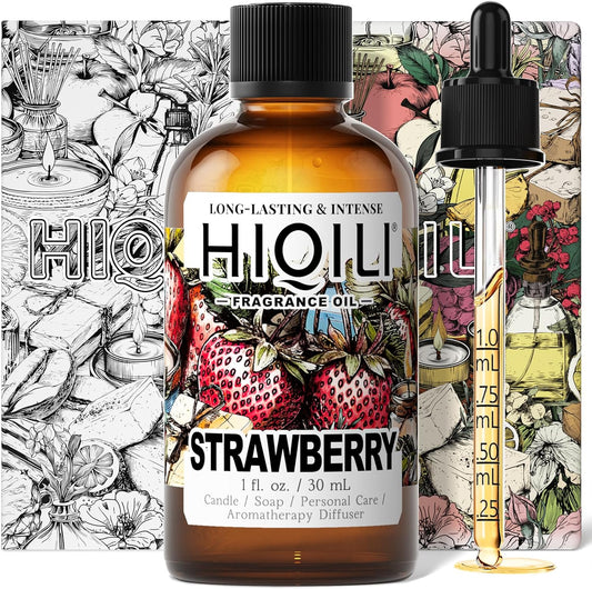 HIQILI Strawberry Fragrance Oil for Diffuser Use, Great for Candle, Soap, Body Butter Making, DIY Fruity Scent Perfume - 1 Fl Oz