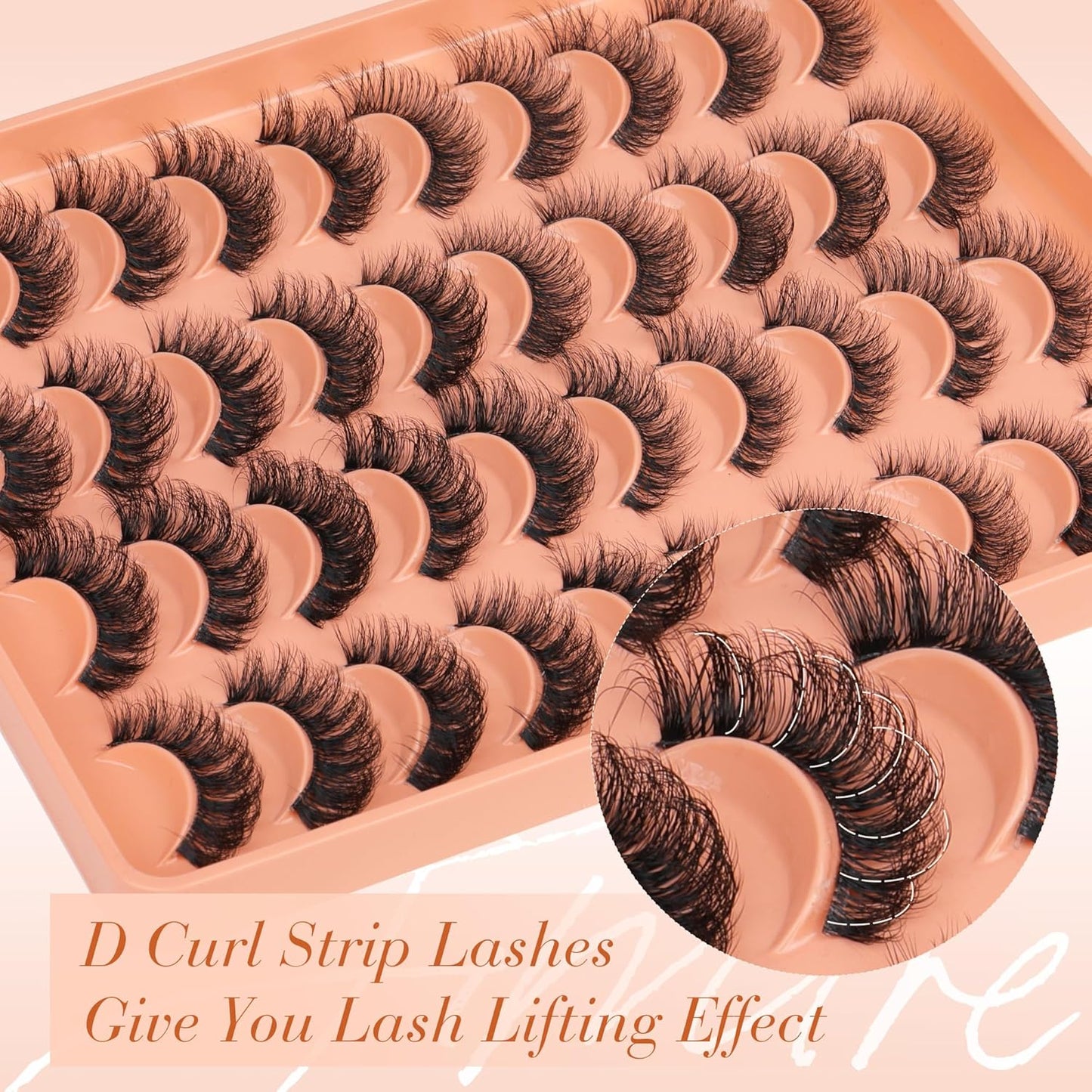 JIMIRE False Eyelashes 4 Styles Mixed Demi Wispies Cat Eye Lashes Mink Lashes Fluffy D Curl Russian Strip Lashes Natural Look Fake Lashes Pestañas 20 Pairs Pack