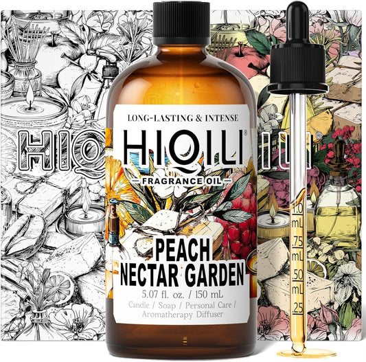 HIQILI Peach Nectar Garden Fragrance Oil for Diffuser, Inspired by Pris.HIL-ton, Candle & Soap Making, Sweet Floral-Fruity Notes, Long-Lasting Scent- 5.07fl oz